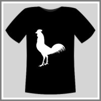 T-shirt med tryk mand, hane silhuet sort og hvid